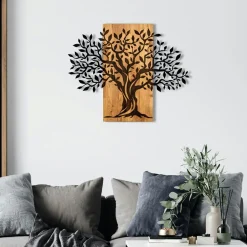 Décorations Murales|Décoration murale chambre – visages stylisés métal et bois