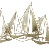 Décorations Murales|Décoration murale en métal 5 voiliers dorés