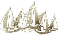 Décorations Murales|Décoration murale en métal 5 voiliers dorés