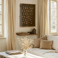 DENVER Univers Déco·Maison De Campagne|Décorations Murales|Décoration murale triangles bois sur fond noir