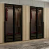 BYRON Armoires En Bois|Meubles De Chambre·Dressings|Dressing XXL 2 penderies, effet bois et verre noir