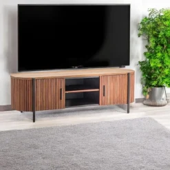 TRANI Buffets Vintage|Buffets Vintage|Enfilade 2 portes côtés arrondis bois naturel