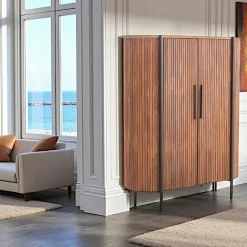 TRANI Buffets Vintage|Buffets Vintage|Enfilade 2 portes côtés arrondis bois naturel