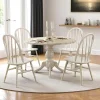 TENA Tables À Manger Rondes|Tables À Manger En Bois|Ensemble salle à manger blanc - scandinave (5 pièces)