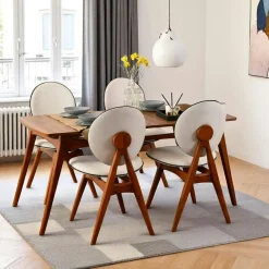 SITIA Tables À Manger Rectangulaires|Tables À Manger En Bois|Ensemble salle à manger vintage - 4 places