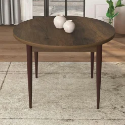 AROLA Tables À Manger Rondes|Tables À Manger En Bois|Ensemble table ronde Ø90 cm + 4 chaises taupe à motifs
