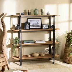 Swing Etagères Industrielle|Etagère 5 niveaux en teck massif L140 x H180 cm