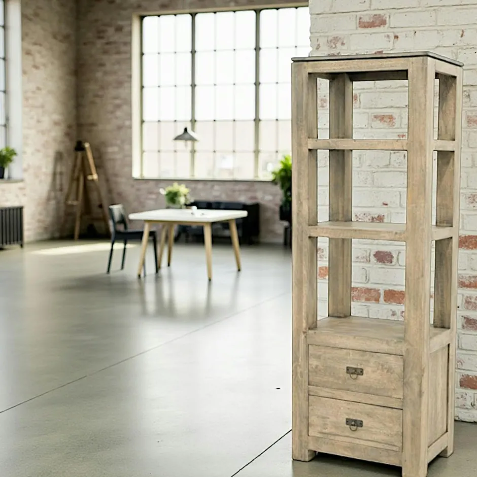 Helena Meubles De Salon·Colonnes De Rangement|Meubles De Rangement·Colonnes De Rangement|Etagère colonne 2 tirois hévéa massif H170cm