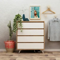 MARFA Bibliothèques En Bois|Bibliothèques En Bois|Etagère colonne effet bois de chêne - 2 niveaux
