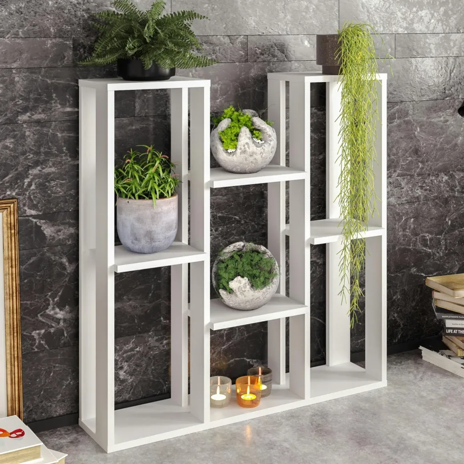 MARFA Bibliothèques En Bois|Bibliothèques En Bois|Etagère décorative blanche avec niches ouvertes