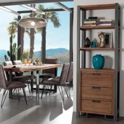 Canada Etagères Industrielle|Etagère en teck naturel 3 tiroirs 3 niches