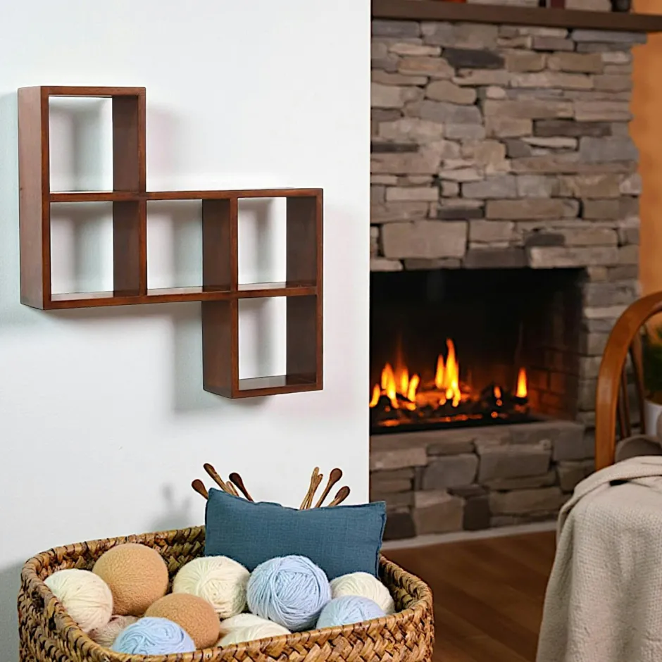 Maori Meubles De Salon·Etagères Murales|Meubles De Rangement·Etagères Murales|Etagère murale asymétrique hévéa 72x14x72cm