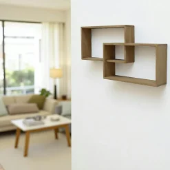 Maori Meubles De Salon·Etagères Murales|Meubles De Rangement·Etagères Murales|Etagère murale asymétrique hévéa 110x18x60cm