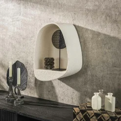 TAJ Meubles De Salon·Etagères Murales|Meubles De Rangement·Etagères Murales|Etagère murale blanche en marbre composite forme organique 49 cm