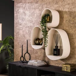 TAJ Meubles De Salon·Etagères Murales|Meubles De Rangement·Etagères Murales|Etagère murale blanche en marbre composite forme organique 44 cm