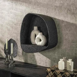 TAJ Meubles De Salon·Etagères Murales|Meubles De Rangement·Etagères Murales|Etagère murale blanche en marbre composite forme organique 44 cm