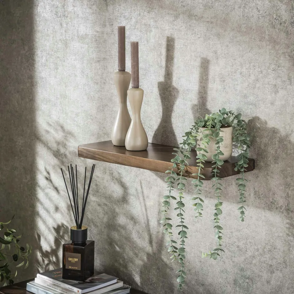 Meubles De Salon·Etagères Murales|Meubles De Rangement·Etagères Murales|Etagère murale bois d’acacia brun bords arrondis 90 cm NAKO