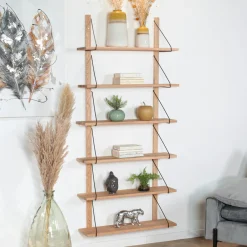 PALERME Univers Déco·Design Contemporain|Etagère murale bois massif 6 plateaux (bois blanc)