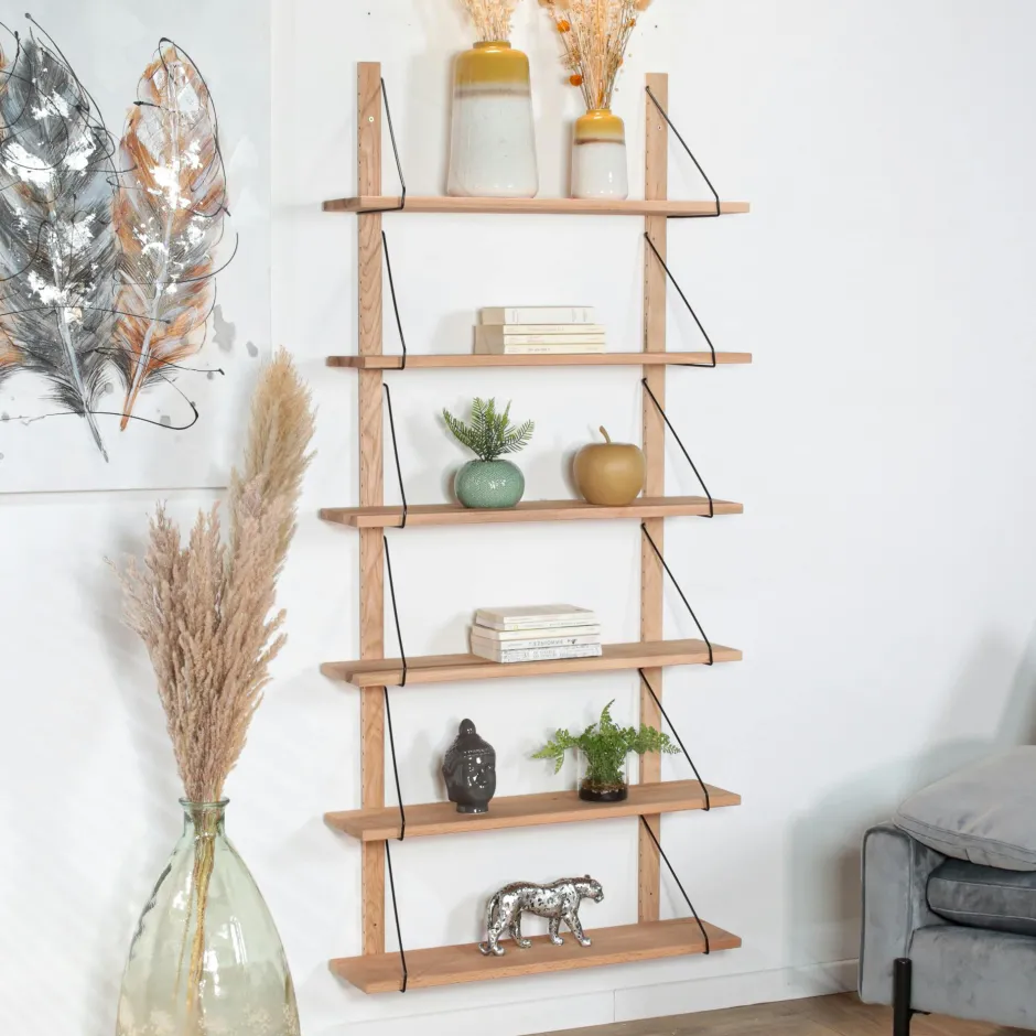 PALERME Univers Déco·Design Contemporain|Etagère murale bois massif 6 plateaux (bois blanc)