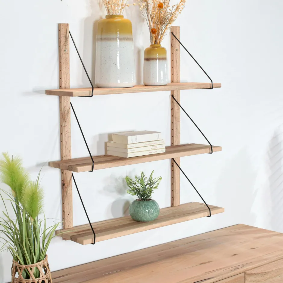 PALERME Univers Déco·Design Contemporain|Etagère murale bois massif 6 plateaux (bois blanc)