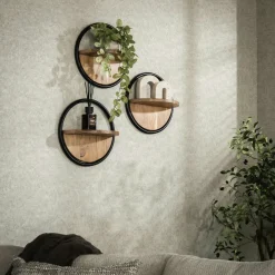 Melbourne Meubles De Salon·Etagères Murales|Meubles De Rangement·Etagères Murales|Etagère murale bois métal moderne (lot de 3)