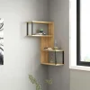 JENA Meubles De Salon·Etagères Murales|Meubles De Rangement·Etagères Murales|Etagère murale d'angle effet bois clair - 2 niches