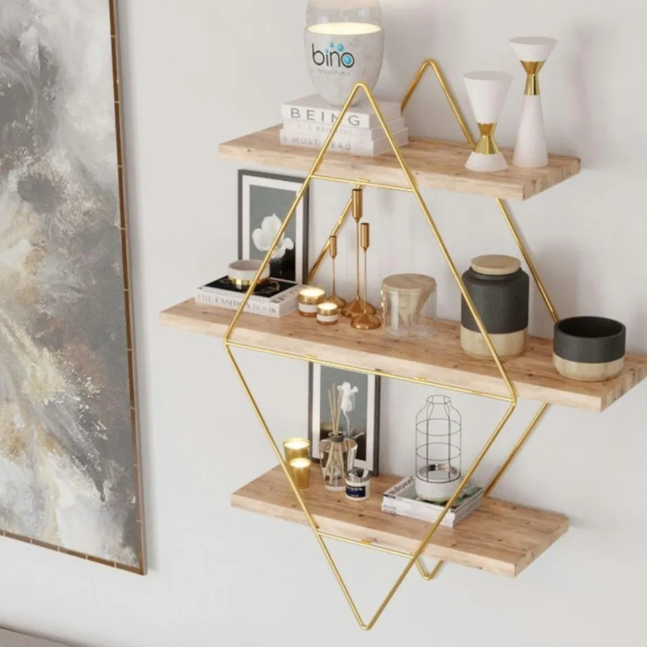 AVIALA Meubles De Salon·Etagères Murales|Meubles De Rangement·Etagères Murales|Etagère murale décorative - 3 niveaux, forme losange