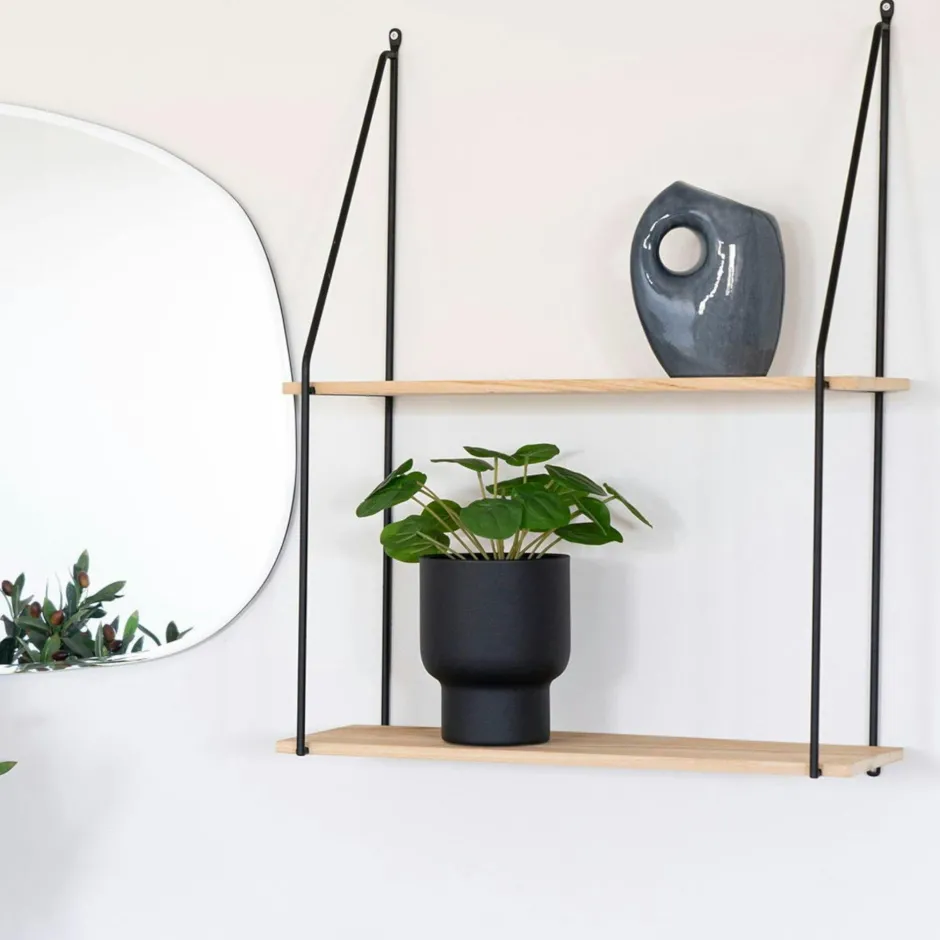 TALLINN Meubles De Salon·Etagères Murales|Meubles De Rangement·Etagères Murales|Etagère murale design en bois et métal noir
