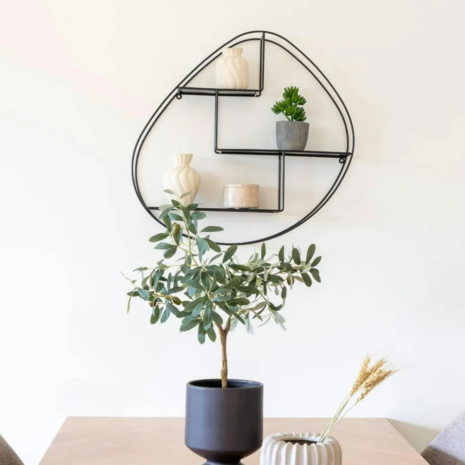 TALLINN Meubles De Salon·Etagères Murales|Meubles De Rangement·Etagères Murales|Etagère murale design en bois et métal noir