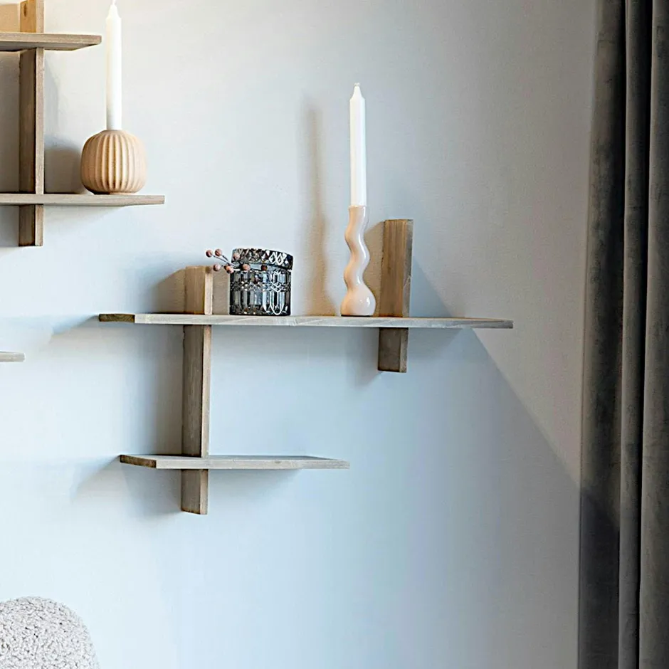 TALLINN Meubles De Salon·Etagères Murales|Meubles De Rangement·Etagères Murales|Etagère murale déstructurée en bois 66 cm