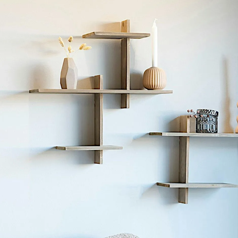 TALLINN Meubles De Salon·Etagères Murales|Meubles De Rangement·Etagères Murales|Etagère murale déstructurée en bois 66 cm