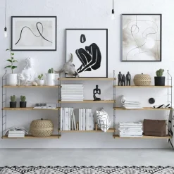 JENA Meubles De Salon·Etagères Murales|Meubles De Rangement·Etagères Murales|Etagère murale effet chêne clair structure métal noir