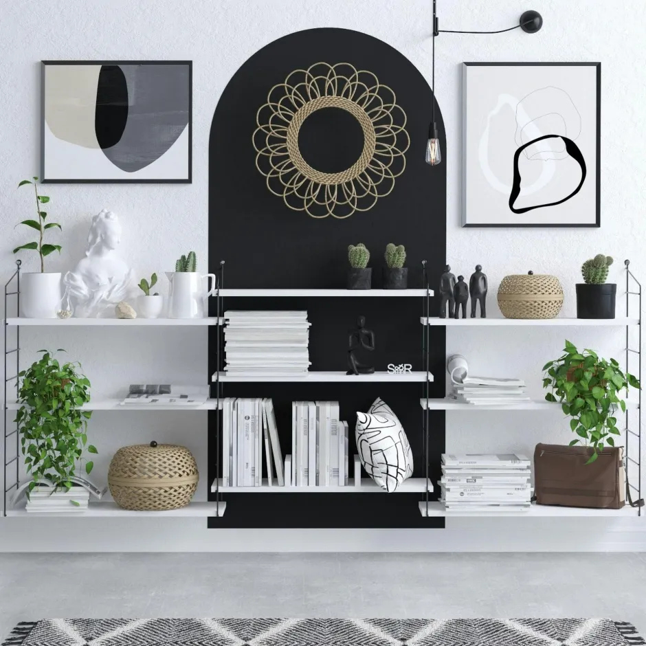 JENA Meubles De Salon·Etagères Murales|Meubles De Rangement·Etagères Murales|Etagère murale effet chêne clair structure métal noir