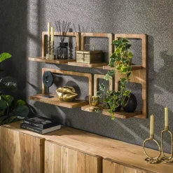 Melbourne Meubles De Salon·Etagères Murales|Meubles De Rangement·Etagères Murales|Etagère murale en bois d'acacia style 70s (lot de 5)