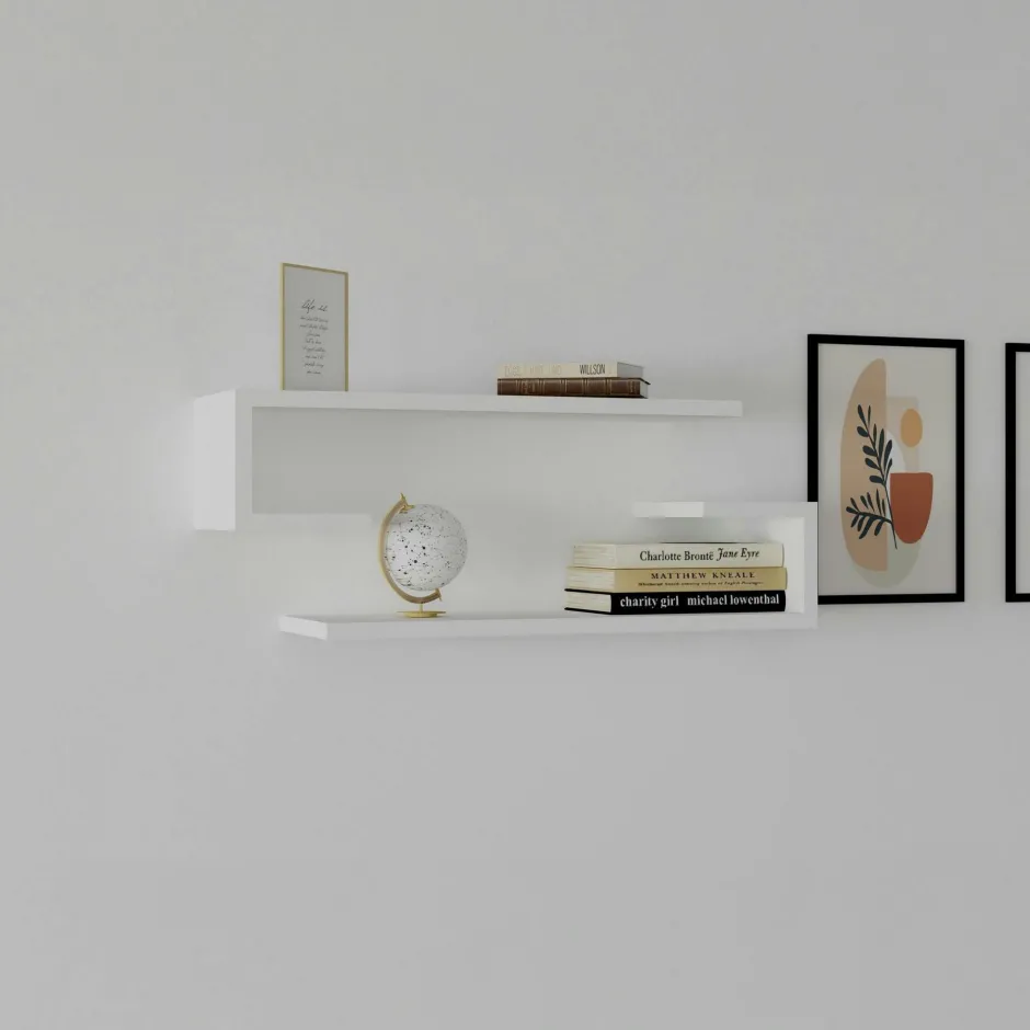 MARFA Meubles De Salon·Etagères Murales|Meubles De Rangement·Etagères Murales|Etagère murale modulable blanche moderne (lot de 4)