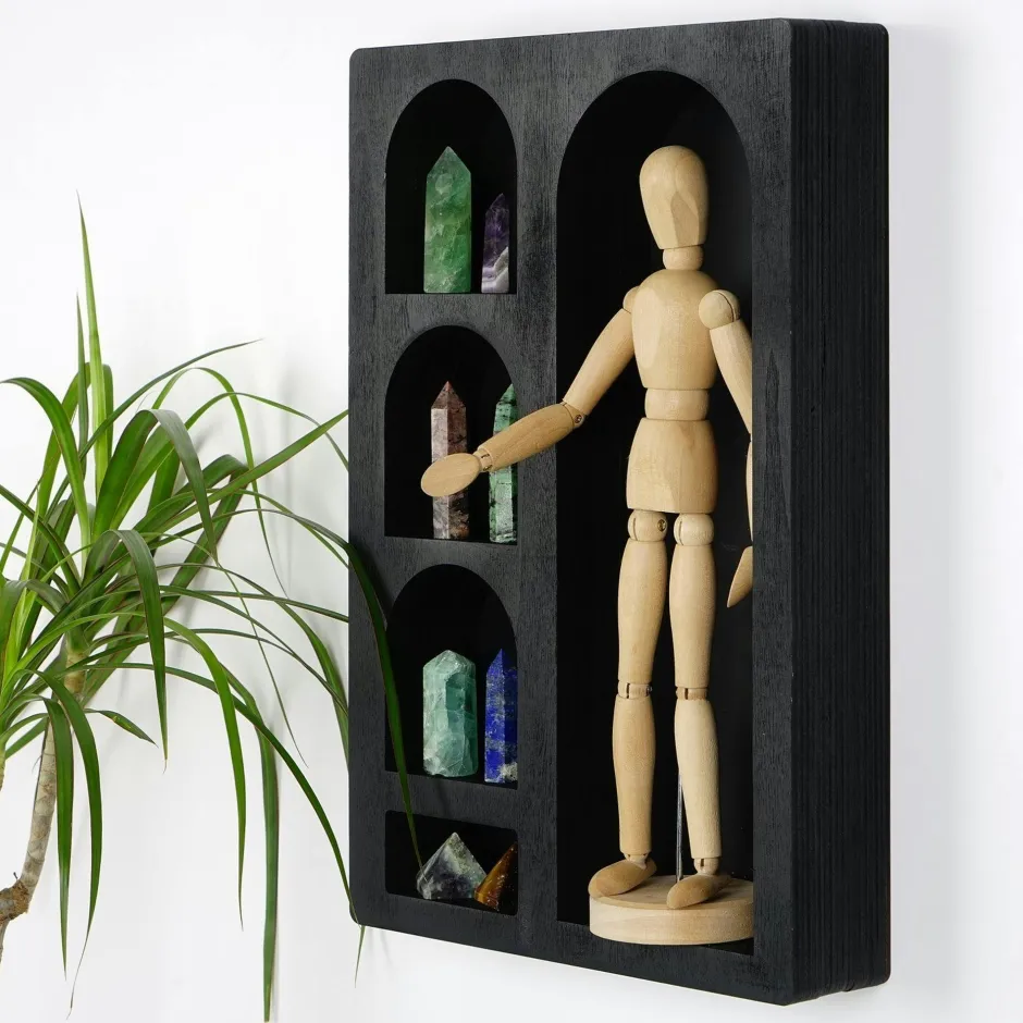 AVIALA Meubles De Salon·Etagères Murales|Meubles De Rangement·Etagères Murales|Etagère murale noire décorative - 5 niches