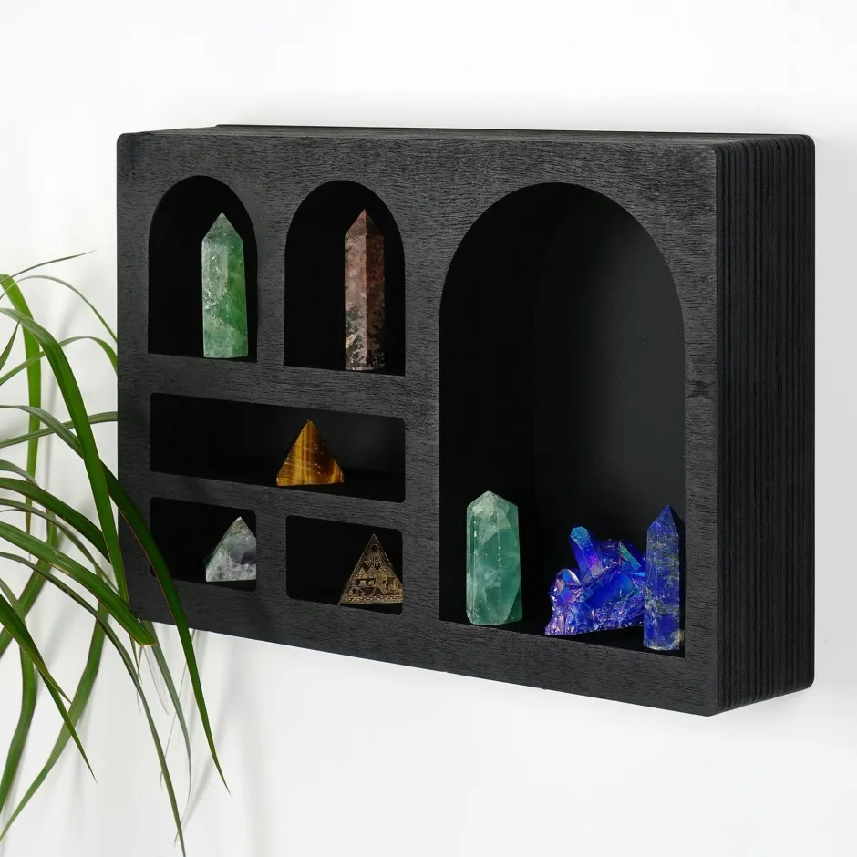 AVIALA Meubles De Salon·Etagères Murales|Meubles De Rangement·Etagères Murales|Etagère murale noire décorative - arches et niches