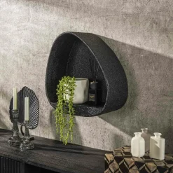 TAJ Meubles De Salon·Etagères Murales|Meubles De Rangement·Etagères Murales|Etagère murale noire forme organique 46 cm