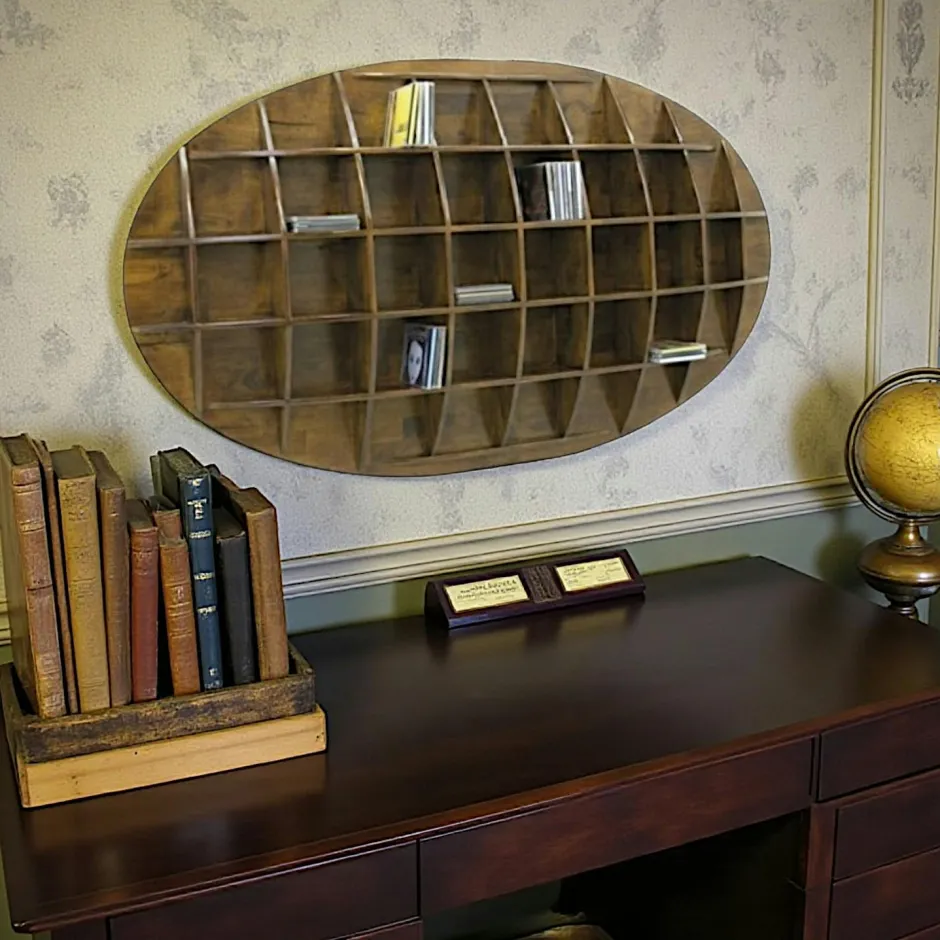 Maori Meubles De Salon·Etagères Murales|Meubles De Rangement·Etagères Murales|Etagère murale ovale range CD hévéa 150x18x90cm