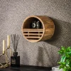 DELHI Meubles De Salon·Etagères Murales|Meubles De Rangement·Etagères Murales|Etagère murale ronde 1 tiroir bois de manguier ø 30 cm