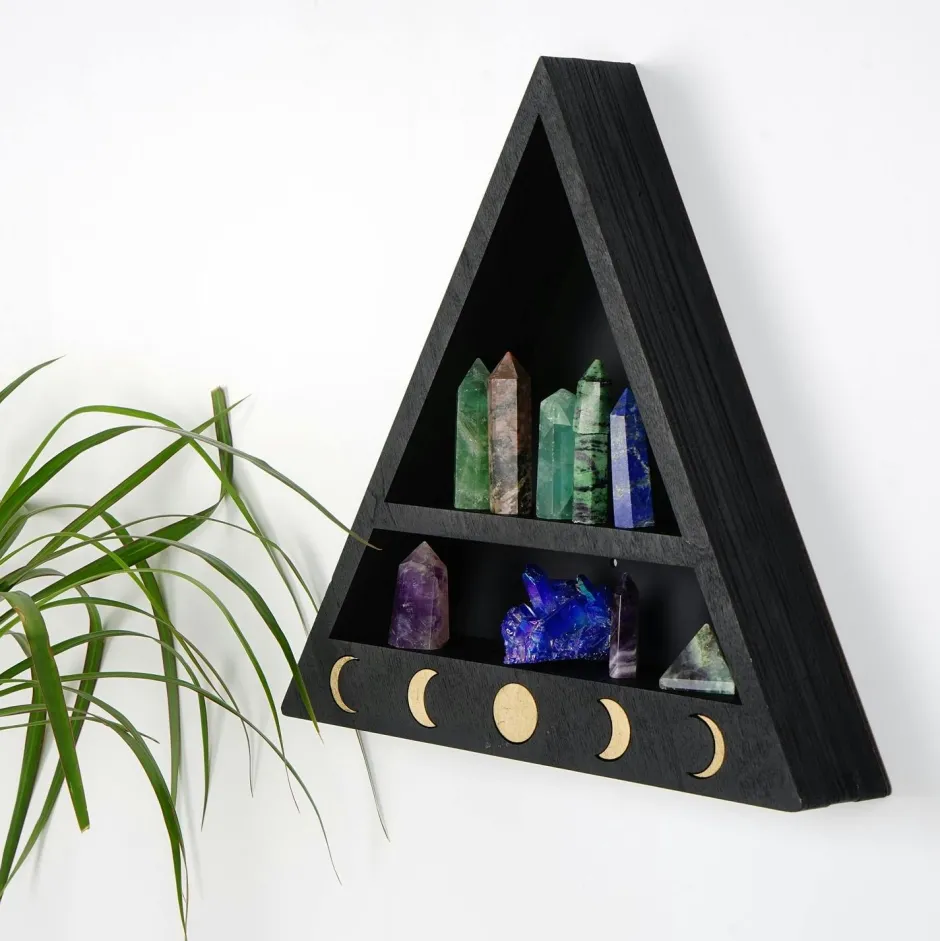 AVIALA Meubles De Salon·Etagères Murales|Meubles De Rangement·Etagères Murales|Etagère murale triangulaire noire - 2 niveaux