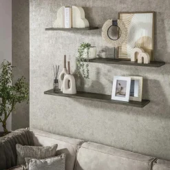 TALLINN Meubles De Salon·Etagères Murales|Meubles De Rangement·Etagères Murales|Etagère murale verticale en bambou 3 plateaux avec joues 102 cm