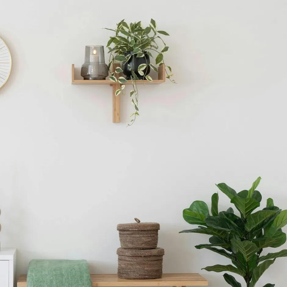 TALLINN Meubles De Salon·Etagères Murales|Meubles De Rangement·Etagères Murales|Etagère murale verticale en bambou 5 plateaux avec joues 180 cm