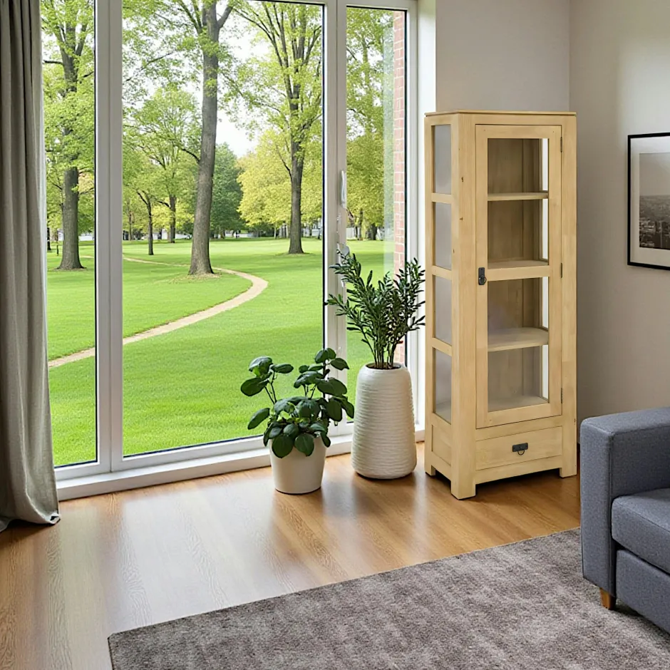 Helena Vaisseliers Contemporains|Vaisseliers Contemporains|Etagère vitrée hévéa 60x170cm