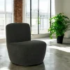 MALMOE Chaises Bouclettes|Fauteuil arrondi tissu bouclettes anthracite