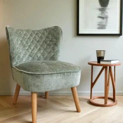 IENA Fauteuils En Tissu|Fauteuil blanc tissu chenille - pieds bois, motif croisé