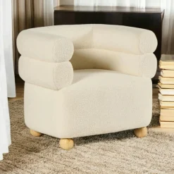 IENA Fauteuils En Tissu|Fauteuil cabriolet design tissu bouclé blanc