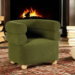 IENA Fauteuils En Tissu|Fauteuil cabriolet design tissu bouclé blanc