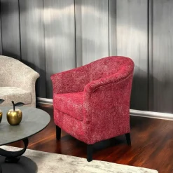 MIRA Fauteuils En Tissu|Fauteuil Cabriolet rouge chiné