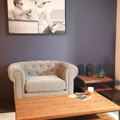 YORK Fauteuils En Tissu|Fauteuil chesterfield en tissu anthracite chiné